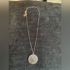 ZAD Silver Textured Pendant Necklace